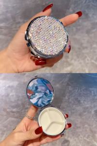 Portable Mini Pill Box High Aesthetic Diamond Embedded Tablet Individualizer Food Grade Personal Medicine Box Storage Organizer