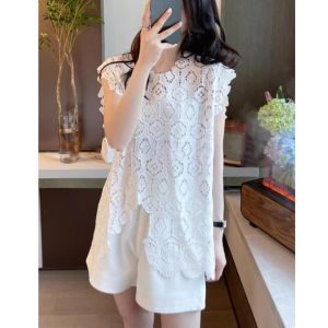 2194 Mezalina Asymmetric Lace Top Atasan Wanita Brokat