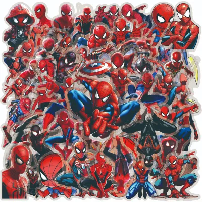 Marvel | 10/30/50pcs Transparent Marvel Superhero Spider-Man Cartoon Stickers Cool Graffiti Decal DIY Laptop Skateboard Diary Sticker Toy