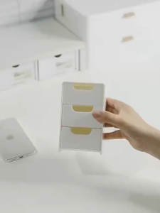 Satu Keluarga Rak Laci Susun Mini 3 Tingkat C1398 Tempat Penyimpanan Drawer Storage Box Serbaguna