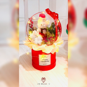 Bola Acrylic Pajangan Natal Boneka Santa - Kado Mewah Wine - Christmas Gift - Aksesoris Natal POT104