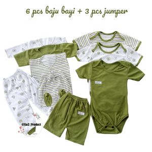 Paket Baju Bayi Newborn: 3 pcs Jumper & 6 pcs Baju