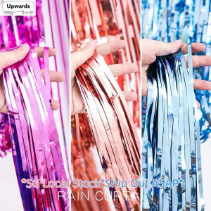 ✨SG Ready Stock✨1*2 meters bright face rainsilk curtain colorful fringe party birthday party wedding background