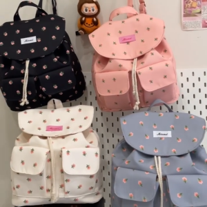 Mismi Komi Bag Tas Ransel Wanita Stylish Little Flower Tali Serut Sekolah Backpack Perempuan - 49K