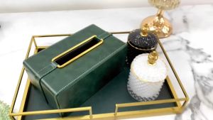 Khay Chữ Nhật Beryl Xanh Ngọc Bích Khung Inox Cao Cấp Da Sang Trọng Phong Cách Châu Hiện Đại