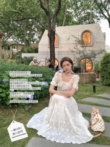 Bộ Váy Ngắn Thêu Cotton Nguyên Chất SourceWithU Madrid Summer Dream 2 Màu Đơn Giản Tay Ngắn Cổ Tròn Mặc Thường Ngày