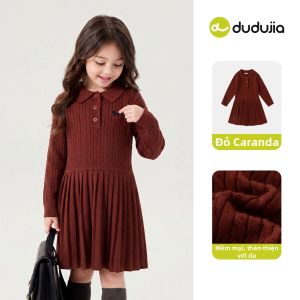 DUDUJIA | Đầm Len Tay Dài Cho Bé Gái