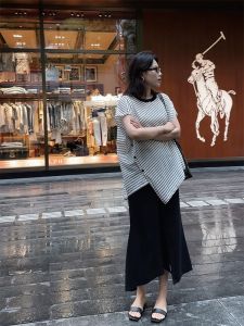 YUFUQING | Korean Striped Asymmetrical Round Neck Short Sleeve T-Shirt Womens Summer New Design Loose Personality Match Upper Body