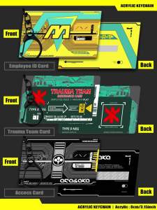 BILIBILI | Bộ Móc Khóa Acrylic 2D Lấy Cảm Hứng Từ Cyberpunk2077 - Bản Sao Thẻ Bảo Hiểm Trauma Team & Thẻ Ra Vào Arasaka Mặt Dây Chuyền Sưu Tầm Trung Thực Đáng Tin Cậy