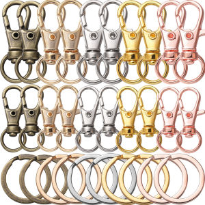 20Pcs Swivel Clasps Set Lanyard Snap Hooks with Key Chain Rings Keychain Clip Hooks for DIY Necklace Bracelet Chain Supplies