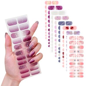 Uv Semi-Cured Gel Nail Wraps Stickers Strips French Long Lasting Full Cover Led Gel Semi Cured Nail Sliders for Nail Extension