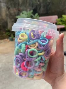 Hủ 200 Dây Thun Buộc Tóc Nhiều Màu Dễ Thương Cho Bé Gái