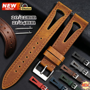 Breathable Holes Holes Watch Strap 20mm 22mm 21mm 24mm Smartwatch Leather Soft Bracelet Women Men Universal Wristband for Omega