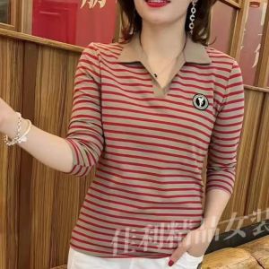 Áo Thun Có Ve Áo Kẻ Sọc Thiết Kế Mới Nổi Tiếng Trên Internet Cho Cô Gái Béo 100KG Áo Polo Dài Tay Cho Nữ Áo Kiểu Thời Trang Ngoại Cỡ Dáng Rộng Áo Thun Có Cổ Cho Nữ - Lazada