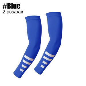 1Pair Outdoor Essential Cooling Arm Sleeves Reflective Trim Moisture Wicking Arm Covers for Running Cycling & Sports