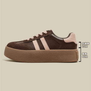 Womens Thick Bottomed Brown Fleece Lined Sports Shoes Retro Style Winter Versatile Sneakers Cross Buckle Casual Footwear