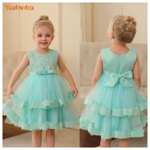 Rolanko Dress for Kids Girls Sleeveless Pink White Mesh Princess Dress Wedding Costume Dress up Birthday Casual Daily Wear