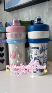 CuddleB Fashion Stainless Steel Thermos Flask Water Bottle With Straw Tumbler For Shopping Outdoor Activity and Travel 700ML