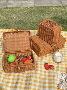 กล่องเก็บของสไตล์วินเทจทำจากใบไม้ พิมพ์ลายสไตล์จีน กล่องใส่ของสำหรับการถ่ายภาพ กล่องของขวัญ กล่องใส่ของแบบถือได้ กล่องใส่ของกลางวัน