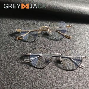 Grey Jack Frame Kacamata Bahan Titanium Model Bulat Fashionable Ringan Kokoh Bisa Minus Sinnergasm