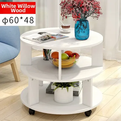 xinyafitment | Sleek Modern Living Room Bedroom Round Portable Coffee Table with Wheels