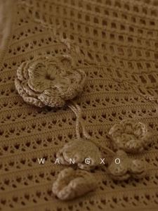 WANGXO | Đầm Tay Làm Bằng Tencel 100% Thêu Ren Cây Nho