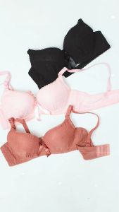 Wimiu BH Set Bra Set Wanita Kawat Bahan Brokat Busa Sedang Cup B Kait 3 Renda 200025