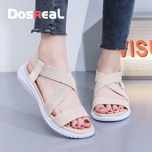 Dosreal căn hộ dép cho phụ nữ bán thời trang Hàn Quốc Dép xăng đan mùa hè Hai dây đeo phụ nữ Xăng đan đi biển Giày đi bộ ngoài trời