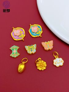 จี้ลูกแพร์ทองแดงดีไซน์ดอกบัว จี้ตกแต่ง จี้ลูกปัด จี้ติดหู DIY อุปกรณ์ทำเครื่องประดับ เครื่องประดับแฟชั่น โลหะผสม