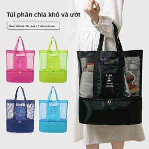 MONLEYTA | Túi đi biển chống thấm nước dung tích lớn Túi đựng đồ nhanh khô Túi đựng đồ cỡ lớn Túi xách tay Túi đựng đồ cất giữ Túi đi biển cho nữ