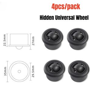 4pcs Hidden Universal Wheel360 Degree Swivel CastersInvisible General Wheels for Push-pull Table Furniture BottomSmooth Quiet
