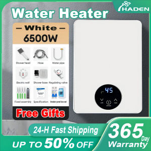 HADEN Speed Electric Water Heater 6500w 220v Household Instant Shower Set Led Digital Display Tankless 3 Seconds Hot Water Over-Temperature Protection Self-Modulating Water Heater For Shower