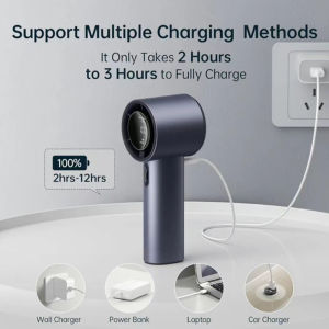 Mini Portable Fan USB Rechargeable Handheld Jet Fan Strong Wind 100 Gear Speed Adjustable Turbo Fan