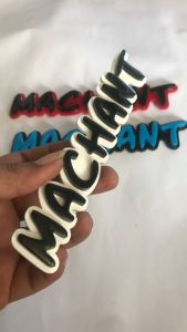 EMBLEM MOTOR MOBIL TULISAN MACHANT VARIASI TIMBUL 3D BAHAN FIBERGLASS