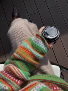 Áo Len Dệt Kim Kẻ Sọc Thời Trang Nữ Cổ Tròn Tay Dài Thường Ngày Mùa Thu Đông Thiết Kế Đơn Giản Chất Liệu Khác Áo Len Thường