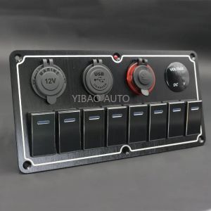 Bảng Điều Khiển Công Tắc LED Kim Loại 4-8 Vị Trí Với Cổng USB Cho Ô Tô Tàu Thuyền Xe Tải Xe Cắm Trại - Bền Chống Nước Bật/tắt Hiển Thị Kỹ Thuật Số