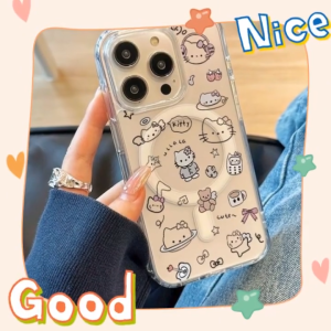 Full screen graffiti cartoon cat acrylic transparent magnetic case for iPhone 11 12 13 14 15 16 17 Pro Max 8 Plus X XR XSmax16E 17air casing Magnetic hard cover