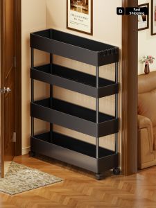 Sliding Door Gap Storage Cart Multi-level Moveable Kitchen Organizer