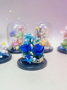 Mainan Bunga Kotak Tampilan Untuk DIY Dekorasi Desktop Blok Bangunan Mainan Flower