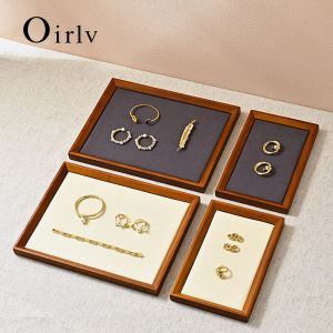 Oirlv ไม้เครื่องประดับถาดเครื่องประดับแหวนสร้อยข้อมือสร้อยคอดูถาดนาฬิกาถาดแสดงเครื่องประดับเครื่องประดับแผ่น