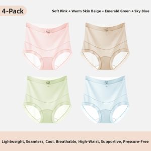 Yuzhaolin | Antibacterial Breathable Cotton Panties High Waist Belly Support