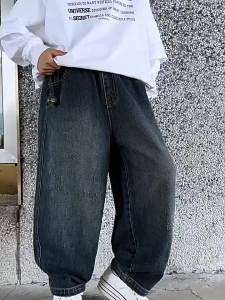 Denim Jeans for Kids Boys 7-16years old Straight Leg Cut Jeans New Style Teens Boy Fashion Loose Jeans Wide Leg Trousers Casual Maong Pants Long Pants 130-160CM
