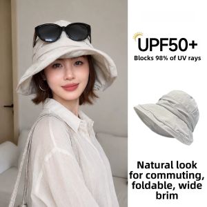 NAIFUNA | Light Thin Breathable Quick-drying Wrinkle-design Atmosphere Large Brim Sun-proof Foldable Fisherman Hat