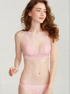 Miss Curiosity | French Lace Triangle Soft Cup Bra Set
