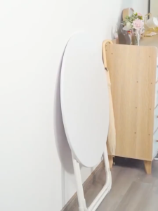 Nearra White Simple Folding Small Table 60cm Space-Saving Household Round Meal Table&Chair Combo