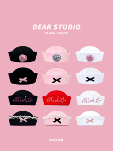 Sang Trọng Lịch Sự Y2k /năm 2000 Millennium Phong Cách Châu Âu Mũ Thủy Thủ Nữ Nơ Nút Thắt Mũ Y Tá Dễ Thương翻设计 时尚海军帽