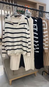 SETELAN RAJUT GARIS IMPORT BOS