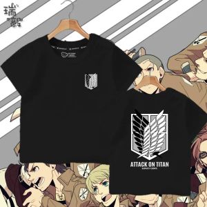 Bandai | Attack on Titan Survey Corps Military Police Corps Freedom Wings Childrens Short Sleeve 100% Cotton T-shirt Girls Boys Tops