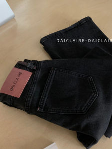 Daiclaire High Waist Wide Leg Jeans Womens Straight Cut Black Grey Spring Denim Pants Cotton Stretch Fabric Long Trousers