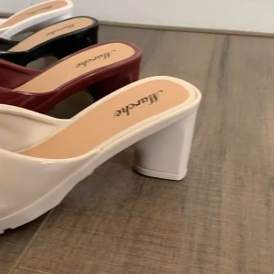 COLDIE Women Twist Strap Block Heel Slides Fashion Square Toe Mules Casual Outdoor Sandals